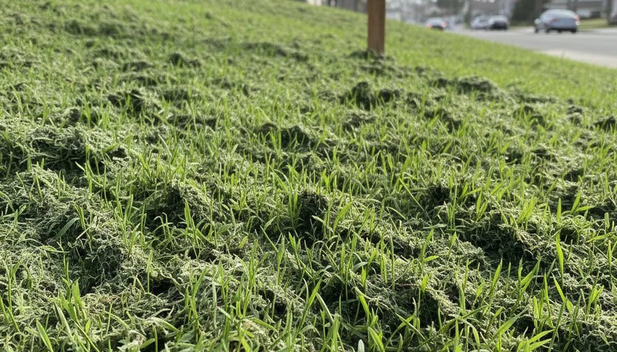 Hydroseeded grass seedlings sprouting and establishing a new lawn in Long Beach, CA landscaping project